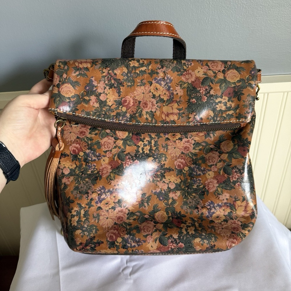 PATRICIA NASH Luzille Leather Backpack Crossbody Bag Purse Floral Boho Brown